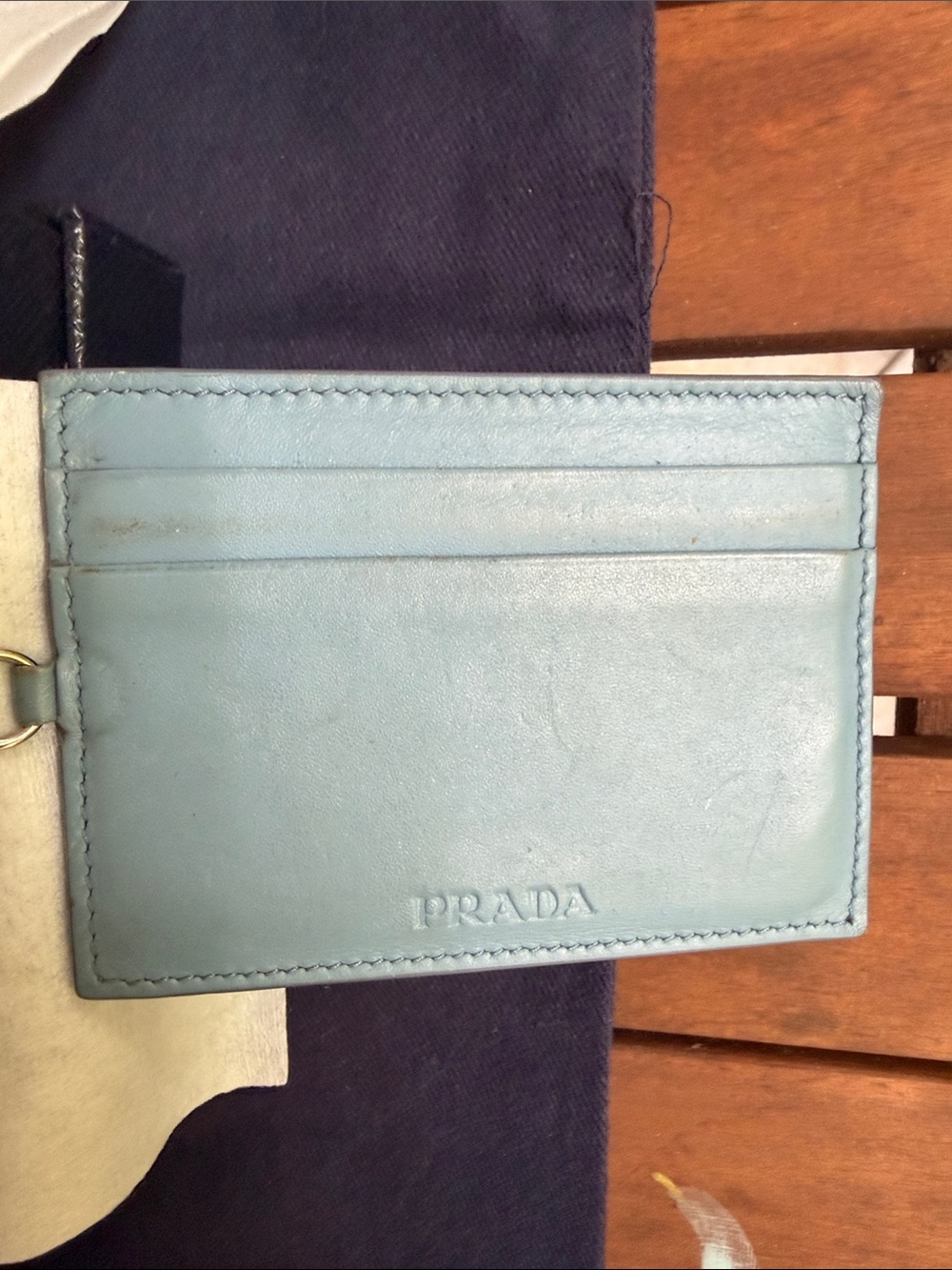 Prada Navy Blue Baltico Saffiano Leather Continental Wallet with Gold Logo - Picture 10 of 16
